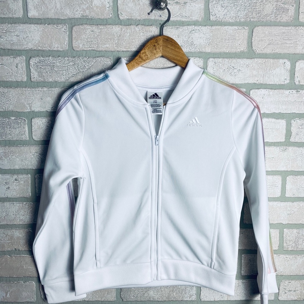 Girls Adidas Iridescent Tricot Stripe Jacket